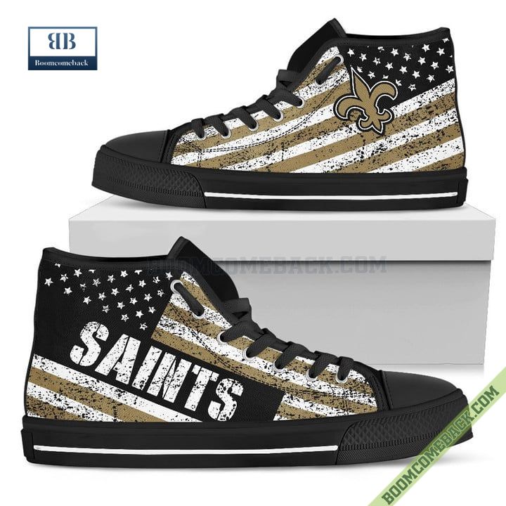 New Orleans Saints American Flag Vintage High Top Canvas Shoes