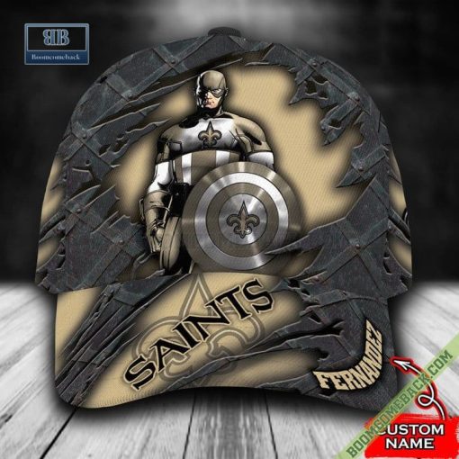 New Orleans Saints Captain America Marvel Personalized Classic Cap Hat