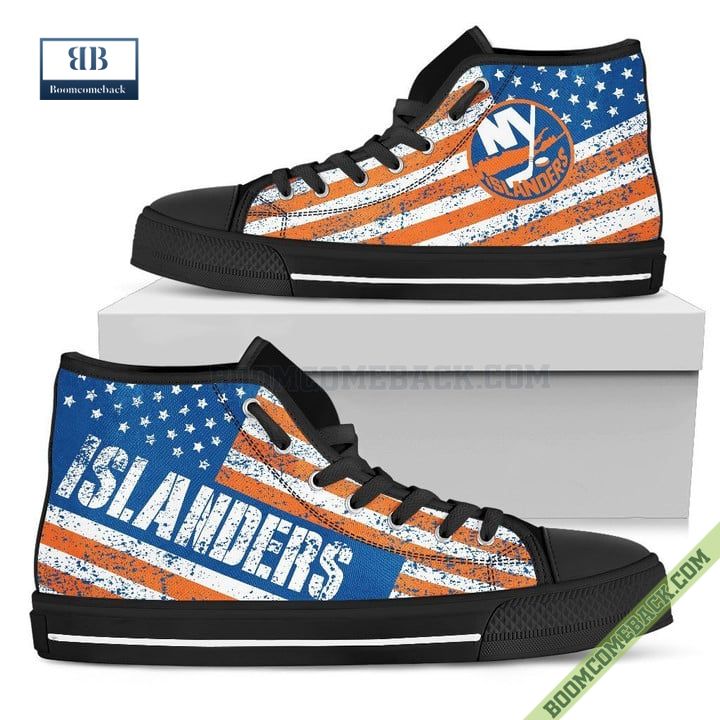New York Islanders American Flag Vintage High Top Canvas Shoes