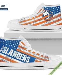 New York Islanders American Flag Vintage High Top Canvas Shoes