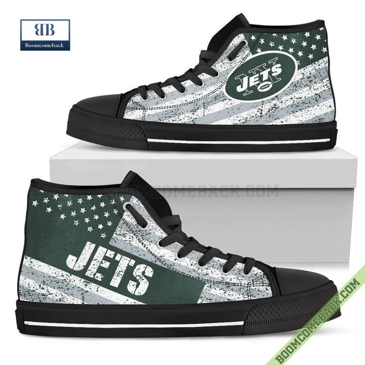 New York Jets American Flag Vintage High Top Canvas Shoes