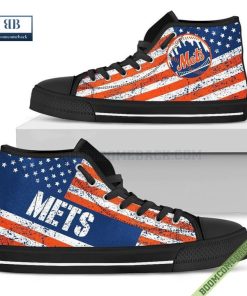 New York Mets American Flag Vintage High Top Canvas Shoes
