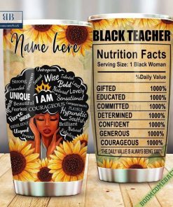 Personalized Black Teacher Nutrition Facts Tumbler Cup