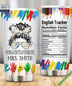 Personalized English Teacher Nutrition Facts Steel Tumbler