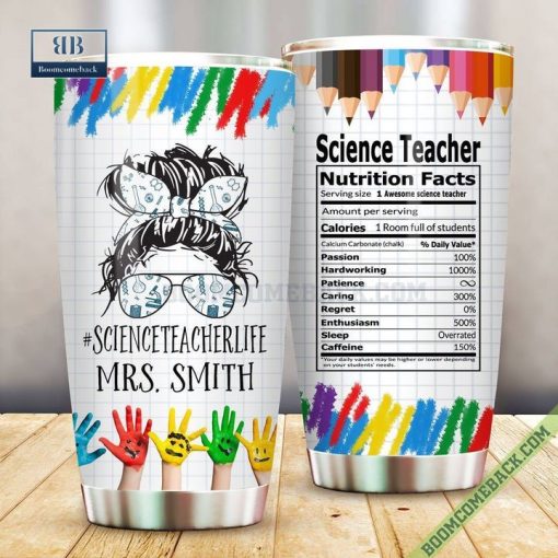 Personalized Science Teacher Nutrition Facts Steel Tumbler
