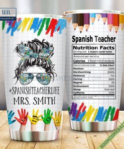 Personalized Spanish Teacher Nutrition Facts Steel Tumbler