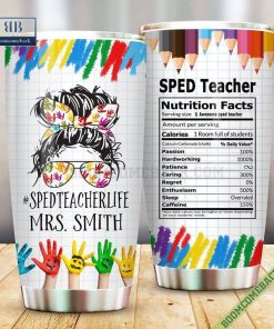 Personalized SPED Teacher Nutrition Facts Steel Tumbler