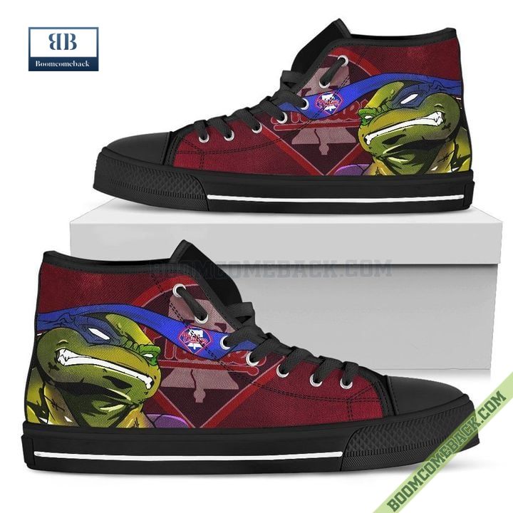 Philadelphia Phillies Teenage Mutant Ninja Turtles High Top Canvas Shoes