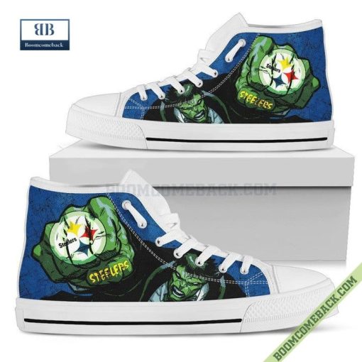 Pittsburgh Steelers Hulk Marvel High Top Canvas Shoes