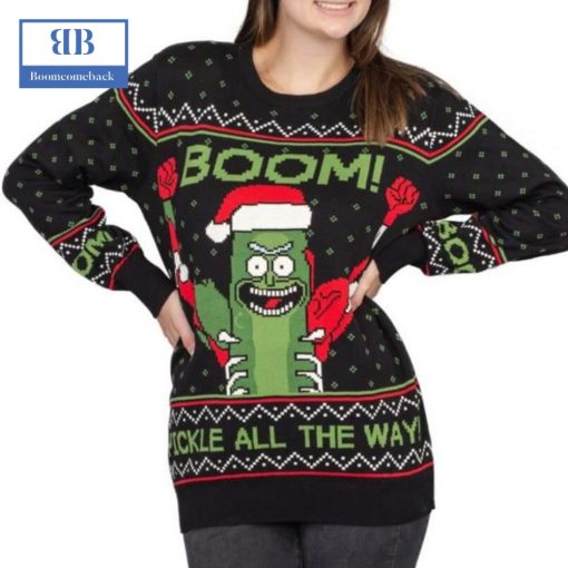 Rick And Morty Boom Pickle All The Way Ugly Christmas Sweater