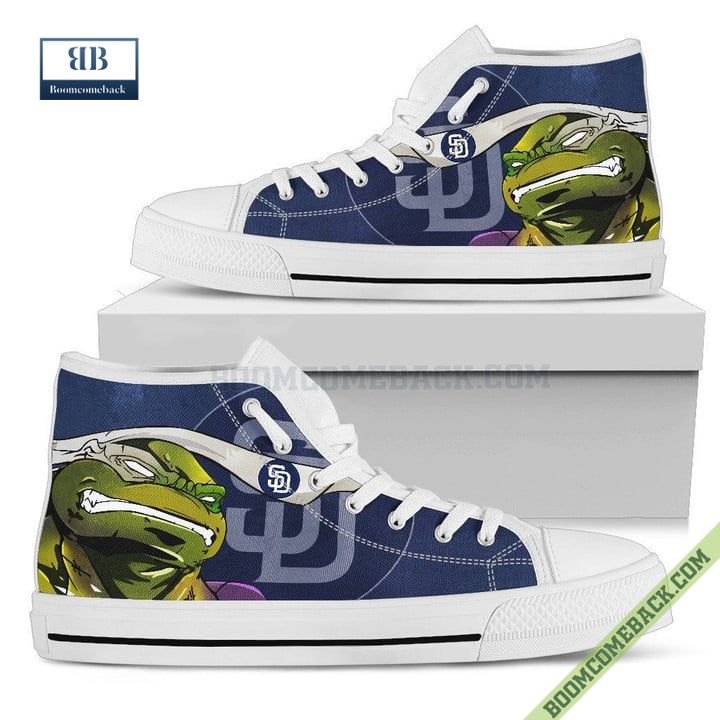 San Diego Padres Teenage Mutant Ninja Turtles High Top Canvas Shoes