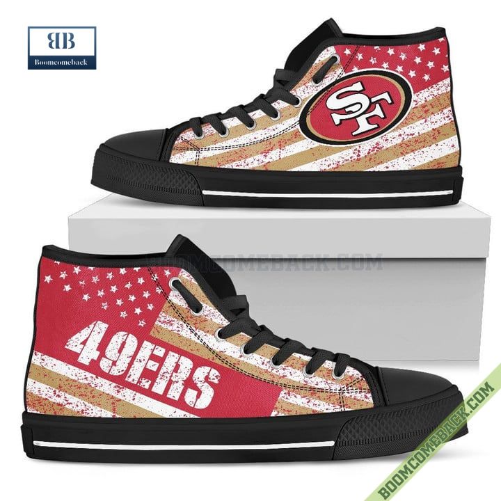 San Francisco 49ers American Flag Vintage High Top Canvas Shoes