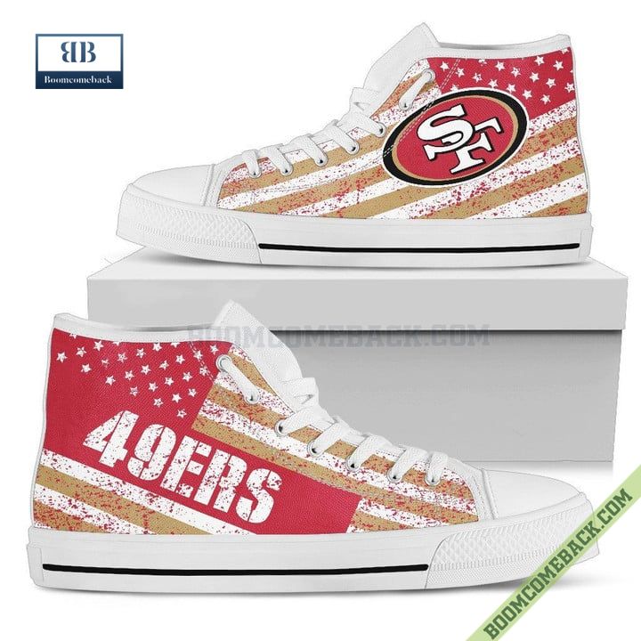 San Francisco 49ers American Flag Vintage High Top Canvas Shoes