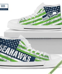 Seattle Seahawks American Flag Vintage High Top Canvas Shoes