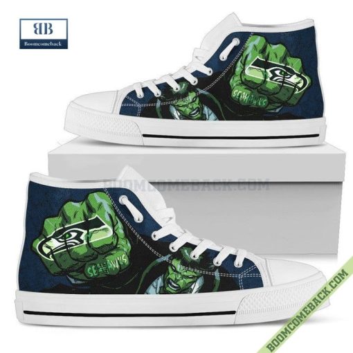 Seattle Seahawks Hulk Marvel High Top Canvas Shoes