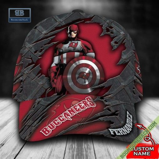 Tampa Bay Buccaneers Captain America Marvel Personalized Classic Cap Hat