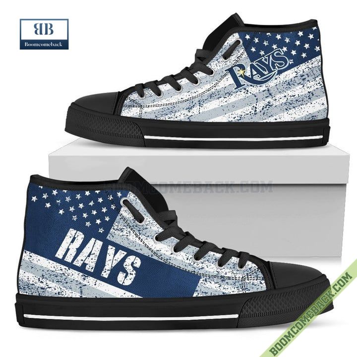 Tampa Bay Rays American Flag Vintage High Top Canvas Shoes