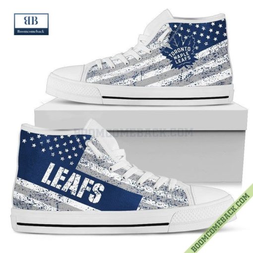 Toronto Maple Leafs American Flag Vintage High Top Canvas Shoes