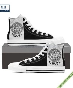 Versace Brand Black White High Top Canvas Shoes Sneaker Style 09