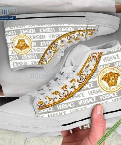 Versace Brand Silver Gold High Top Canvas Shoes Sneaker Style 19