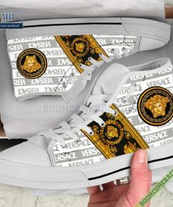 Versace Brand Silver Gold High Top Canvas Shoes Sneaker Style 21