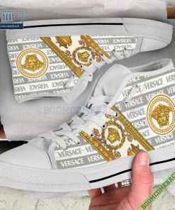 Versace Brand Silver Gold High Top Canvas Shoes Sneaker Style 23