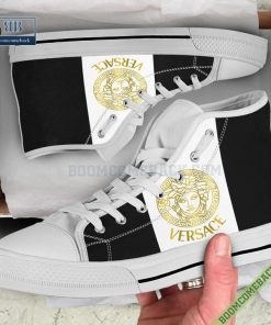 Versace Brand White Black High Top Canvas Shoes Sneaker Style 16