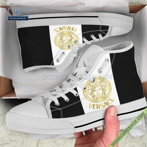Versace Brand White Black High Top Canvas Shoes Sneaker Style 16