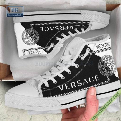 Versace Brand White Black High Top Canvas Shoes Sneaker Style 17