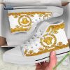Versace Brand White Gold High Top Canvas Shoes Sneaker Style 22