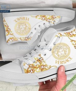 Versace Brand White Gold High Top Canvas Shoes Sneaker Style 22