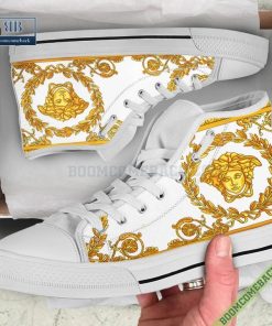 Versace Brand White Gold High Top Canvas Shoes Sneaker Style 24