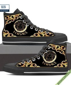 Versace Gold Black High Top Canvas Shoes Sneaker Style 12