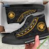 Versace Luxury Black Gold High Top Canvas Shoes Sneaker Style 02