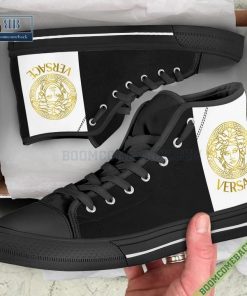 Versace Luxury Black High Top Canvas Shoes Sneaker Style 06
