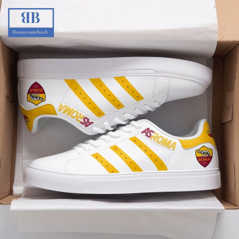 AS Roma Yellow Stripes Stan Smith Low Top Shoes