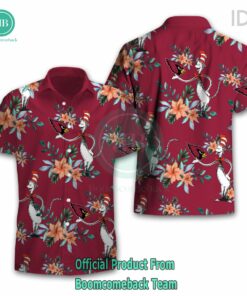Dr Seuss Cosset Arizona Cardinals Logo Tropical Floral Hawaiian Shirt