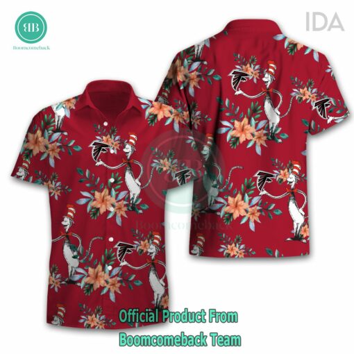 Dr Seuss Cosset Atlanta Falcons Logo Tropical Floral Hawaiian Shirt