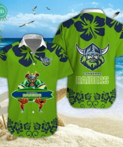 Canberra Raiders Surfboard Hibiscus Hawaiian Shirt
