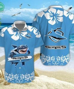 Cronulla-Sutherland Sharks Surfboard Hibiscus Hawaiian Shirt