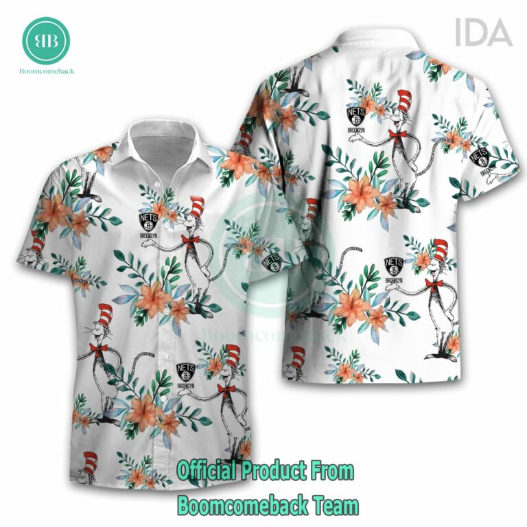 Dr Seuss Cosset Brooklyn Nets Logo Tropical Floral Hawaiian Shirt