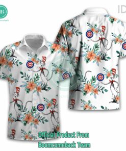 Dr Seuss Cosset Chicago Cubs Logo Tropical Floral Hawaiian Shirt