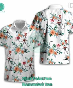 Dr Seuss Cosset Cincinnati Reds Logo Tropical Floral Hawaiian Shirt