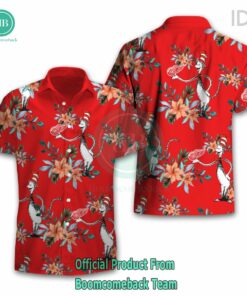 Dr Seuss Cosset Detroit Red Wings Logo Tropical Floral Hawaiian Shirt