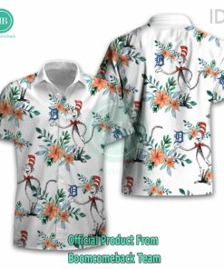 Dr Seuss Cosset Detroit Tigers Logo Tropical Floral Hawaiian Shirt