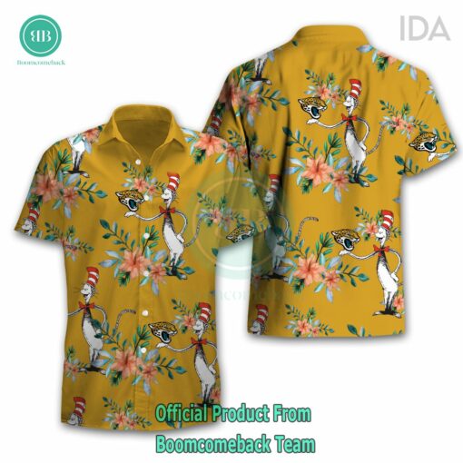 Dr Seuss Cosset Jacksonville Jaguars Logo Tropical Floral Hawaiian Shirt