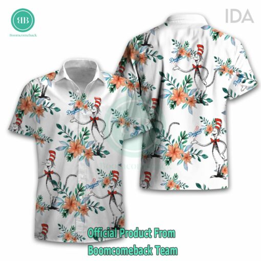 Dr Seuss Cosset Los Angeles Dodgers Logo Tropical Floral Hawaiian Shirt