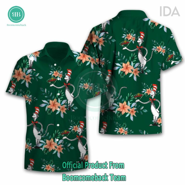 Dr Seuss Cosset Minnesota Wild Logo Tropical Floral Hawaiian Shirt