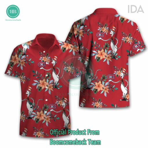 Dr Seuss Cosset Montreal Canadiens Logo Tropical Floral Hawaiian Shirt