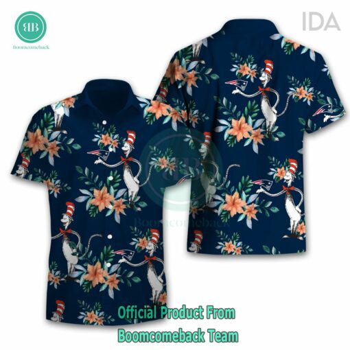 Dr Seuss Cosset New England Patriots Logo Tropical Floral Hawaiian Shirt